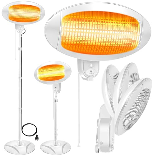 KESSER® Infrarot Wickeltischstrahler Wärmelampe für Baby, 2000W Heizlüfter Standgerät | Wandmontage Heizstrahler, mit Kippsicherung, 3 Stufen Rotlicht Heizung, Indoor Outdoor, Stand | Wand, Silber