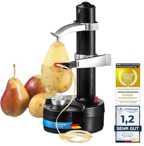 GOODS+GADGETS Elektrischer Kartoffelschäler Apfelschäler Automatischer Gemüseschäler Obstschäler Elektro Schäler für Obst & Gemüse