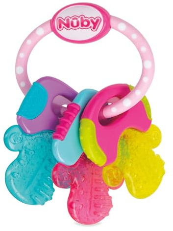 Nuby Beißring für Babys fördert Sehsinn & Motorik, Greifling mit ICE-Gel erreicht auch die Backenzähne, ab 4+ Monate