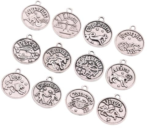 Cabilock Bronze Sternzeichen Anhänger Legierung Charms für DIY Schmuckherstellung Retro Münzform Design Langlebig und Vielseitig für Halsketten Armbänder Schlüsselanhänger und