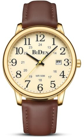 HANPOSH Uhren Herren Herren Uhr Analog Quarz Uhren für Männer Wasserdicht Armbanduhren Mode Business Uhr mit Datum Leder Band