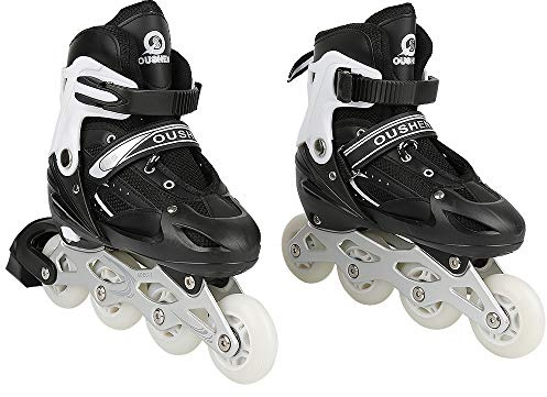 Inline Skates für Kinder und Erwachsene,Kinder Inliner, Kids-Inliner verstellbare Inline-Skates für Erwachsene und Jugendliche, Renndesign für Damen Herren Größe M – Schwarz（32-37）
