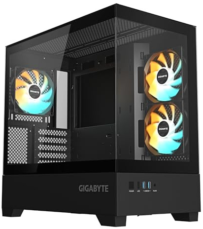 GIGABYTE C201 Panoramic PC-Gehäuse – Mid-Tower, m-ATX, Unterstützung für 360-mm-Radiator, 3 vorinstallierte Lüfter, USB 3.0, unterstützt RGB Fusion