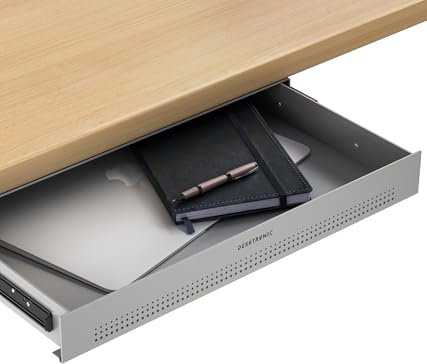 Desktronic Schreibtisch-Organizer, Untertisch-Aufbewahrungsbox, Schreibtisch für Büro Schule Homeoffice Schreibwaren, Metallschublade, Versteckte Schubladenbox (Grau)