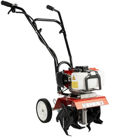 1,9KW Gartenfräse Benzin 2-Takt 52CC Motorhacke 6500-7000R/Min Arbeitsbreite 30CM Tief 3-12CM Bodenhacke zum Pflügen Ackern Furchen ziehen