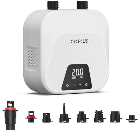 CYCPLUS 20PSI Hochdruck Smart SUP Luftpumpe, Akku-betrieben, Intelligent Dual Stage Inflation & Deflation, Auto-Off Luftpumpe für Stand Up Paddle Boards, Surfen Kite, Zelt, Matratze
