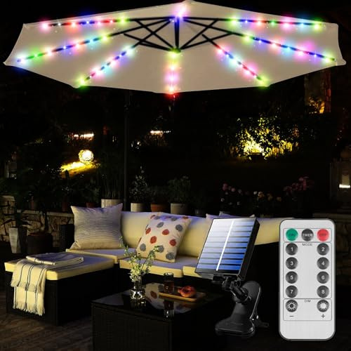 Sonnenschirm Beleuchtung Solar, Solar-Regenschirm-Lichter, 104 Led, 8 Modi, Regenschirm Lichterkette Für Sonnenschirm, Terrassenschirm Lichterketten Mit Fernbedienung