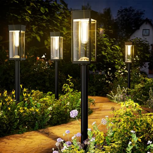 BITPOTT Solarleuchten Garten, 2 Stück 3000k Warm,3 Höhen, IP65 Wasserdicht | Gartenbeleuchtung Solar Außen 11-24 Std. Laufzeit, Auto-Ein/Aus Solar Lampe Outdoor für Terrasse, Rasen, Garage Deko