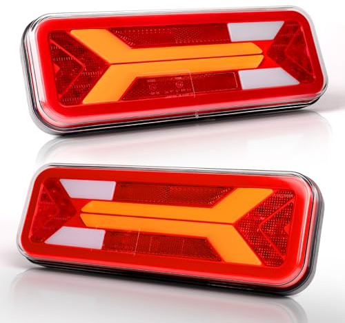 AOHEWEI 2 Stück Anhänger-Rücklichter, 12 V/24 V superhell wasserdicht Blinker Bremse Rückwärtsgang Nebelscheinwerfer Reflektorlampe für Anhänger, LKW, Wohnwagen, Van, Traktor