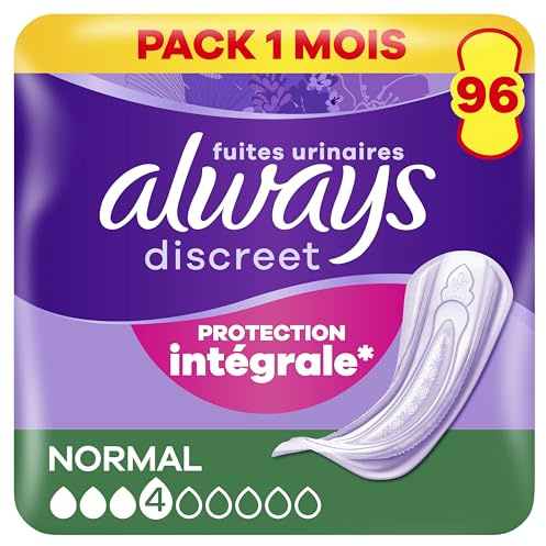 Always Discreet Inkontinenzeinlagen Normal, 96 Binden (4 x 24 Stück) Monatspaket, diskreter Schutz & hohe Saugstärke, geruchsneutralisierend (Verpackung kann variieren)