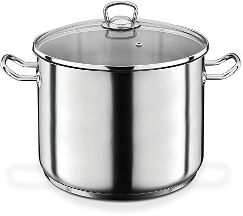 GSW Profi-Jumbotopf – hochwertiger Kochtopf mit Deckel, ideal für Familien und Gastronomie, großer XXL-Topf für Suppe, Nudeln und Eintopf – Edelstahl, 28 cm, 15 Liter, Silber