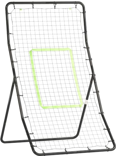 HOMCOM Baseball Rebounder, Tragebar Softball Pitchback-Netz, Rückprallnetz mit Ziel Zone, Pitching Netz für Basebälle Softbälle, Metall, Schwarz