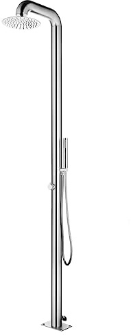 vidaXL Gartendusche Chrom-Zinkknopf Handbrause Pooldusche Campingdusche Außendusche Camping Pool Außen Dusche Regendusche 225cm Edelstahl