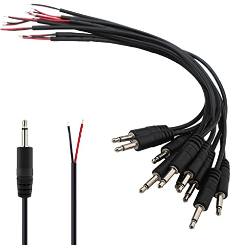 VISSQH 10Pcs 3,5mm Klinkenbuchse, Klinkenstecker 3.5mm Mono,TS 2pol Audio stecker zum löten 3.5mm mini Stereo Klinkenstecker Cable for Repairing Audio Cables(25cm)