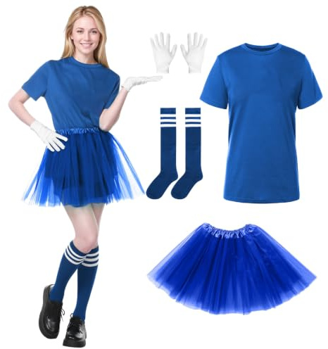 Alaiyaky M Kostüm Damen, M Aufdruck Tshirt Faschingskostüme Damen Lustig GruppenKostüm M T Shirt mit Tutu Handschuhe Streifensocken, Karneval Kostüm MM Outfits für Faschings