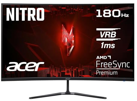 Acer Nitro ED320QR S3 Gaming Monitor 31,5 Zoll (80 cm Bildschirm) Full HD, 180Hz, 1ms(VRB), 2xHDMI 2.0, DP 1.4, Curved, höhenverstellbar, FreeSync Premium, Schwarz