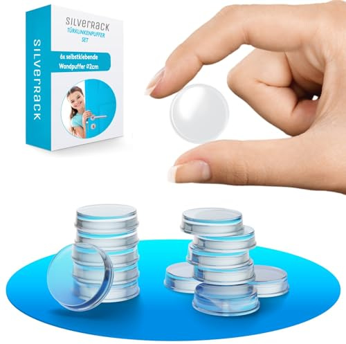 SilverRack® Türstopper Wand selbstklebend 20mm Transparent [6 Stück] - Wandpuffer als Schutz für Wand und Tür - Türpuffer Wandschutz als Türstopper für Türklinken gegen Türanschlag