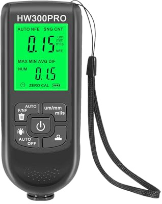 HW-300PRO Schichtdickenmessgerät, Digitales Lackschichtenmesser mit LCD-Display 0-2000um für die Messung der Lackdicke in der Automobilindustrie (Schwarz)