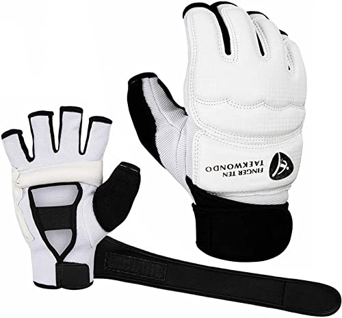 MMA Handschuhe Männer Kinder Damen Boxhandschuhe Gloves Punchinghandschuhe mit Bandagen Professional Boxen Training Sandsack Boxsack Taekwondo Muay Thai Boxing Sparring Kampfsport (Weiß, S)