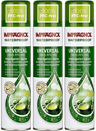 Imprägnol Waterproof Universal 100% PFC-frei: Imprägnier-Spray geeignet für Textilien, Leder und Hightechgewebe, 400 ml, 3er Pack