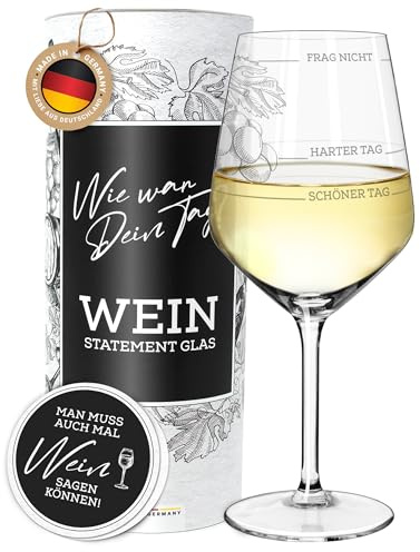getbrave Weinglas | Guter Tag, Schlechter Tag, Frag nicht (530ml) in Geschenkbox | Wie war Dein Tag? | Geschenk für Frauen & Männer | Geburtstagsgeschenk | Weißweingläser Rotweingläser