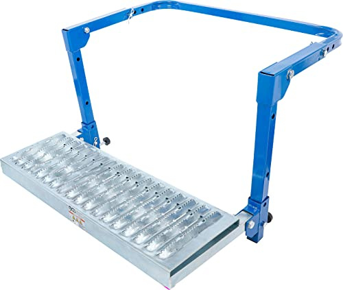 BGS 71002 | Reifen-Klapptritt | einstellbar | für Kleintransporter und 4x4 | Tragfähigkeit max. 130 kg | Rahmentiefe 254/279/305/330 mm | Stufenhöhe 178/267/356 mm | Anti-Rutsch-Profil