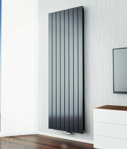 WEBER Paneelheizkörper Design Heizung Mittelanschluss Vertikal Flachheizkörper Wandheizung weiß/anthrazit (1800x456mm Doppellagig Anthrazit)