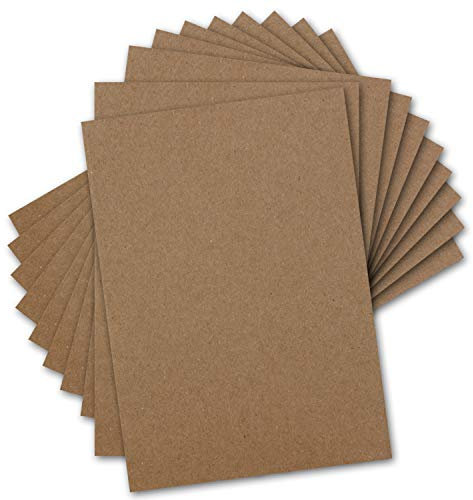 200x Vintage Kraftpapier DIN A4-21 x 29,7 cm - 280gr natur-braunes Recycling-Papier, ökologisch Bastel-Karton Einzel-Karte