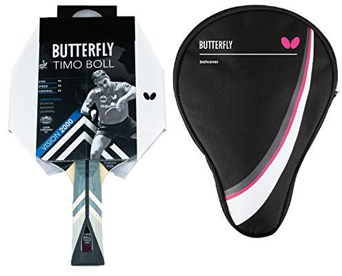 Butterfly® Timo Boll Vision 2000 Tischtennisschläger | Tischtennis Racket Bat TT Profi Wettkampfschläger technisch fortgeschrittene Spieler | ITTF zertifizierter Wakaba Belag | Griffform