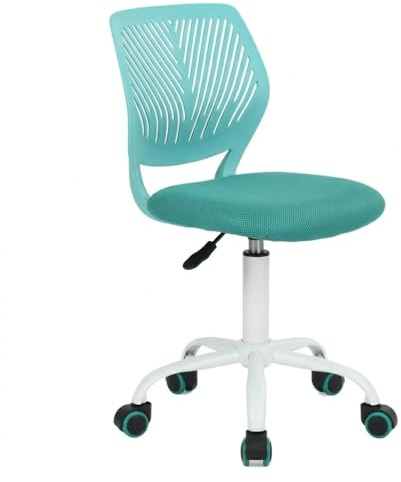Homy Casa Schreibtischstuhl Verstellbarer drehbarer Bürostuhl Stoffsitz Ergonomischer Arbeitsstuhl ohne Armlehne Türkis