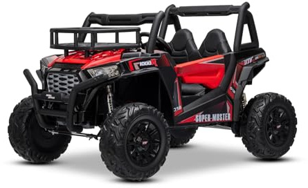 RIRICAR Elektroauto für Kinder Buggy UTV, Rot, Kinder elektroauto 2 sitzer mit 2,4 GHz Ferbedienung, 2 x 200 W Motor, Lithium-Akku, Eva-Räder, gepolsterter Sitz, USB, SD-Karte