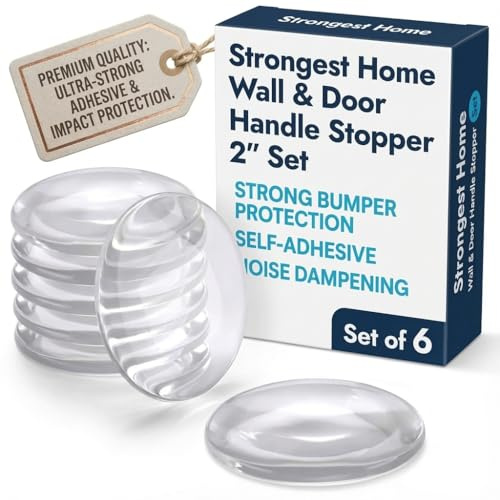 Strongest Home Wall Türgriff Stopper 5cm Satz von 6 Clear Rubber Türgriff, Runde Wand Schutz für Türgriff. Schützende Tür Stoßstange Wand Schalldämpfer - Selbstklebend