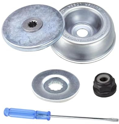 5Stk Gartenmaschine Rasenmäher Klingenadapter für Universelle Rasentrimmer | Messer Befestigungsset mit Kragen Mutter Blade Adapter Anlaufscheiben Schraubendreher für Stihl Saitentrimmer