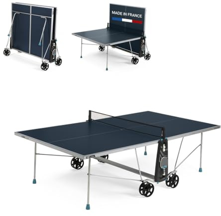 CORNILLEAU 100X Outdoor Tischtennisplatte - Klappbar - Wetterfest - 4 mm Melaminharzplatte -Tischtennistisch für draußen - TÜV geprüft - Blau