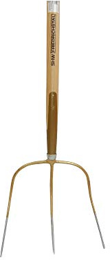 SHW-FIRE Streugabel - 3 Zinken-Gabel Gr. 30 x 30 cm mit Schienenzwinge | Für Garten, Feld & Landwirtschaft | Heu, Stroh & Grasschnitt bewegen | Gebogener Eschenstiel für rückenschonendes Arbeiten
