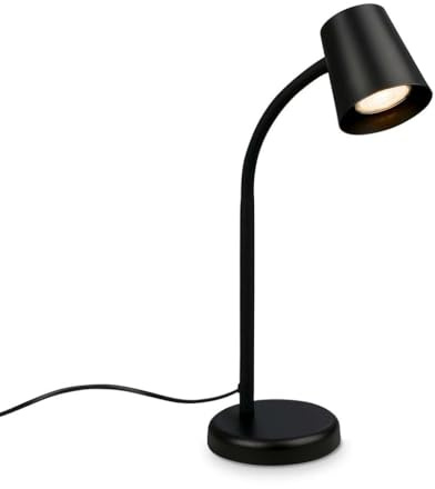 BRILONER – Nachttischlampe, Schreibtischlampe Schwenkbar, Tischlampe GU10 für Home Office mit Kabelschalter, Leselampe, Schwarz