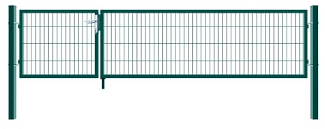 Home Deluxe - Doppelflügel Gartentor ADITUS - Grün, 100 x 350 cm - inkl. Griff, Schloss, Schlüsseln und Bodenverriegelung I Gartenpforte Einfahrtstor Hoftür