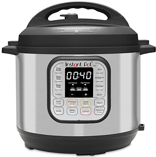 Instant Pot Duo 80 Elektro-Multikocher 1200 W, 7,6L, Edelstahl, - Schnellkochtopf, Schongarer, Reiskocher, Sautierpfanne, Joghurtbereiter, Dampfgarer und Sterilisator, Silber
