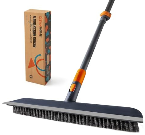 CLEANHOME Schrubber mit Stiel,Bodenbürste und Bodenabzieher 2-in-1 | 30CM Breite Bürste mit Harten Borsten zum Reinigen von Fußböden, Fliesen,Abzieher zum Entfernen von stehendem Wasser