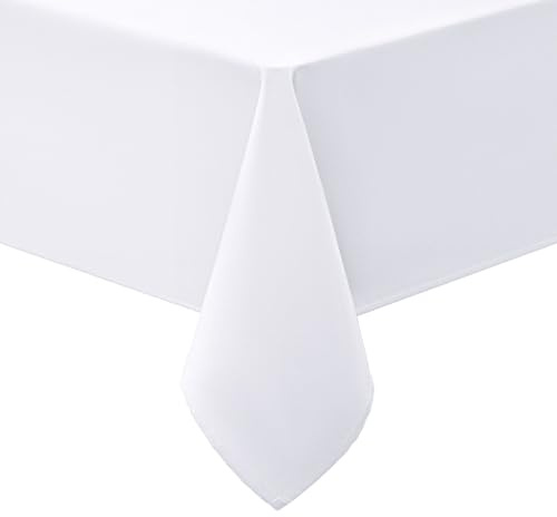 smiry Tischdecke Abwaschbar Rechteckig 140x240cm Tischtuch Polyester Wasserabweisend Lotuseffekt Tischwäsche Schmutzabweisend Abwischbare Tafeldecke für Party Küche, Weiß