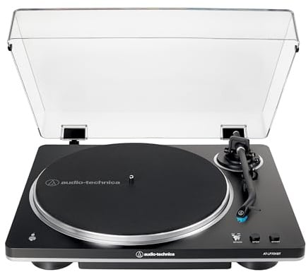 Audio-Technica AT-LP70XBT Vollautomatischer, kabelloser Plattenspieler mit Riemenantrieb (Schwarz/Silber)