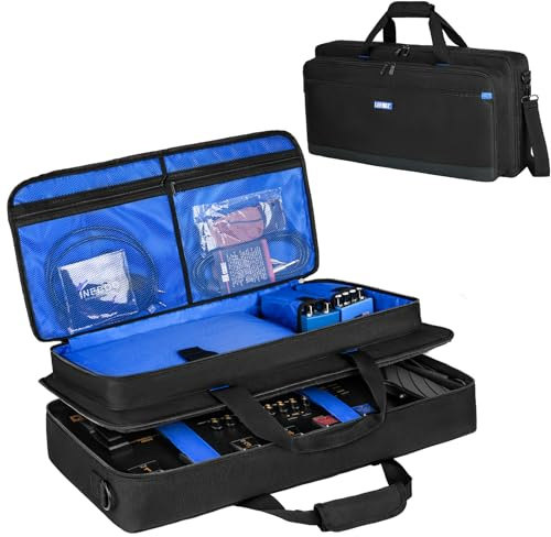 Tragetasche kompatibel mit Boss ME-90/GT-1000/GX-100/ME-80 Gitarren-Multieffektpedal, Gitarren-Pedalboard-Tasche mit Mehreren Taschen für Gitarrenkabel und Zubehör (60 x 8,9 x 29 cm), nur Tasche
