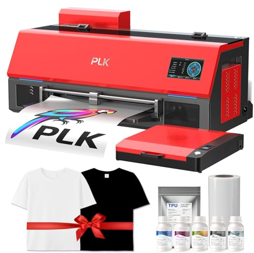 PLK A3 Plus XP600 DTF-Drucker, doppelte Geschwindigkeit als L1800/L805, 11,4 cm (4,5 Zoll) Touchscreen, automatische Reinigung, duales weißes Tintensystem, Filmschneider, Bekleidungsdrucker, 2 Jahre
