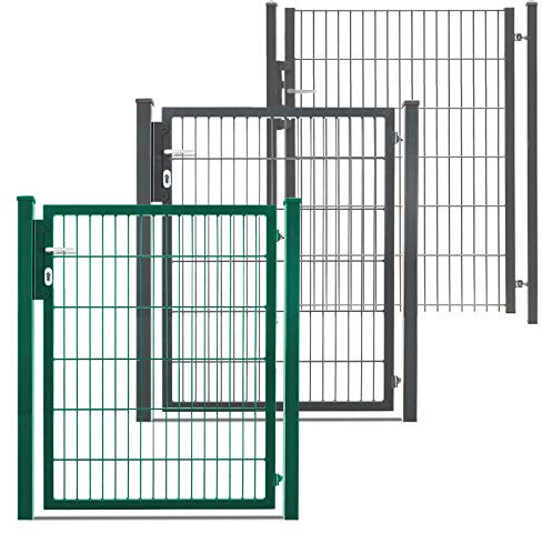 HORI Gartentor für Doppelstabmattenzaun I Gartentür anthrazit-grau I inkl. Schloss & Beschlag I Wetterfestes Tor für Garten, Hof & Einfahrt - Modell Basic - Höhe 103 cm