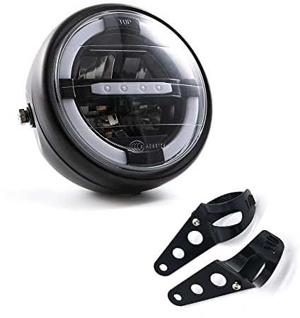 Motorrad Frontscheinwerfer 7'' Universal LED Scheinwerfer mit Tagfahrlicht Blinker für Cafe Racer Bobber Chopper