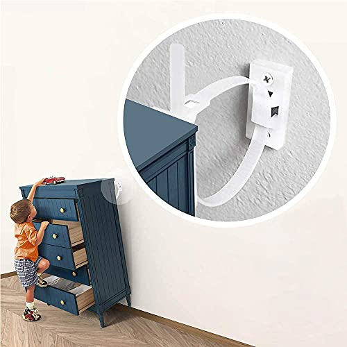 Kippsicherung für Regale,Kommoden und Schränke,12er Set,zum Schrauben,einfach zu aktivieren/deaktivieren,für Kleinkinder und Haustiere,inklusive Dübeln und Schrauben,Kippschutz für Möbel,Anti Tip