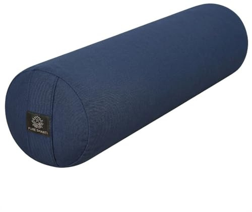 PURE SHANTI Yogabolster aus 100% Bio-Baumwolle | Nachhaltiges Bolster | Natürliche Buchweizenspreu-Füllung | Rundes Yogakissen | Waschbar, Nachfüllbar | Mittelgroß: 63 x 17 cm