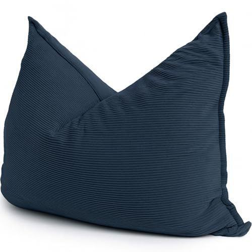 bananair - Sitzsack XXL aus Cordstoff für Kinder und Erwachsene, Weich und Bequem, Maschinenwaschbarer Bezug - Sitzsack mit Füllung, Giant Bean Bag, Puff, Bodensofa (180x140 cm, Nachtblau)