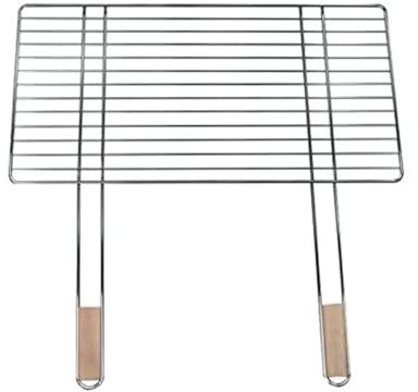 4U-Onlinehandel Grillrost 68x40cm mit 2 Holzgriffen Stahl verchromt Grillgitter Grillaufsatz Ersatzrost