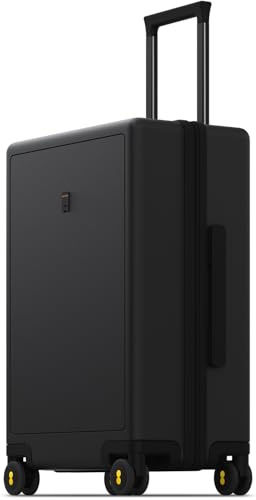 LEVEL8 Check-in-Koffer Reisekoffer Hartschale 100% PC, TSA, 66cm, 65L | Rollkoffer Groß Hartschalenkoffer 4 Rollen Spinner Aufgabegepäck Koffer Micro-Diamond Textured Design, Schwarz